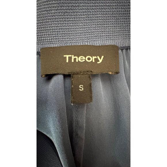 Theory Small 100% Silk Harem Jogger Pants Brilliant Blue Pockets Elastic Waist - Picture 2 of 16